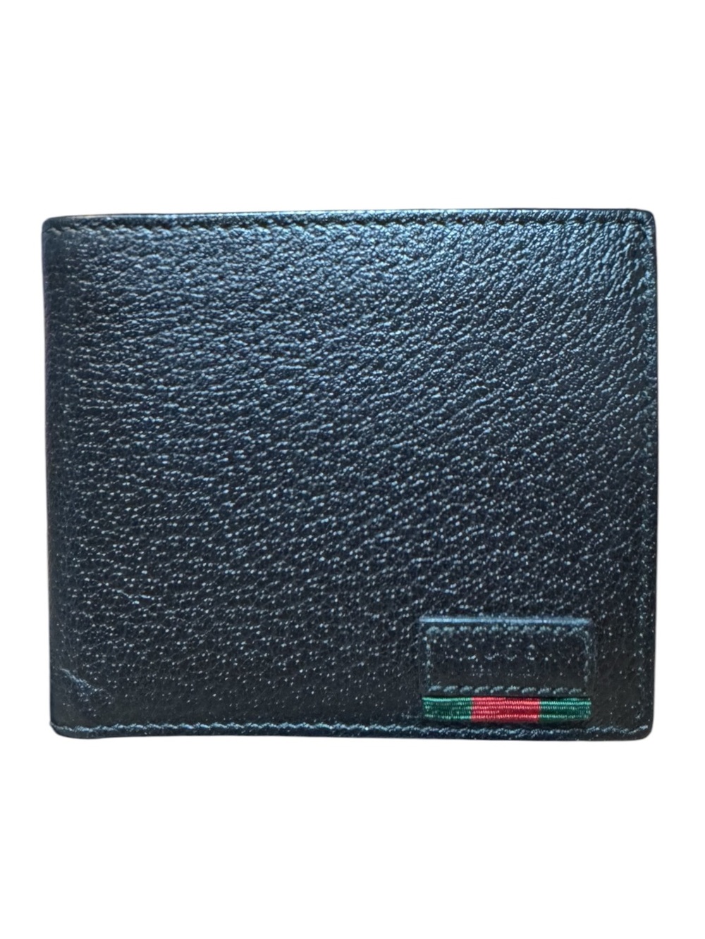 NWOT Gucci Textured Dollar Calfskin Leather Web Bifold Wallet